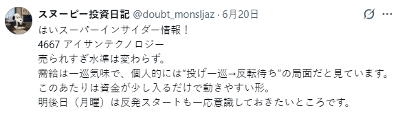 doubt_monsljaz's tweet photo. 見逃した人、正直もったいない。

3日前に公開した
6613 QDレーザ +19.84%

2日前に公開した
4667 アイサンテクノロジー   +13.73%

昨日公開した
6327 北川精機  +19.27%
全部急騰。 https://t.co/g7UEyQgplE