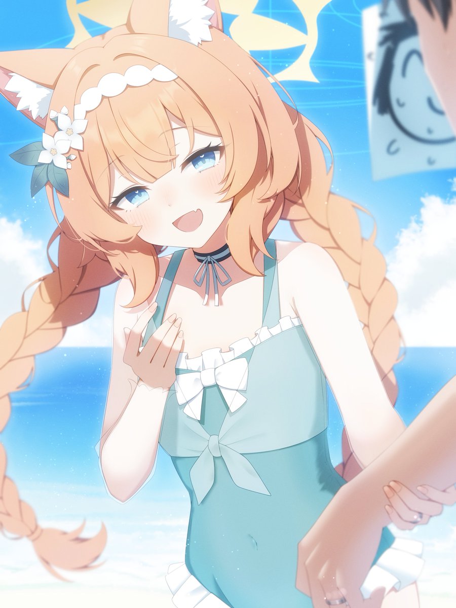 K0me_illust's tweet photo. 水着マリーと、海デート💛🐱💛 https://t.co/t6HgaiQQuf