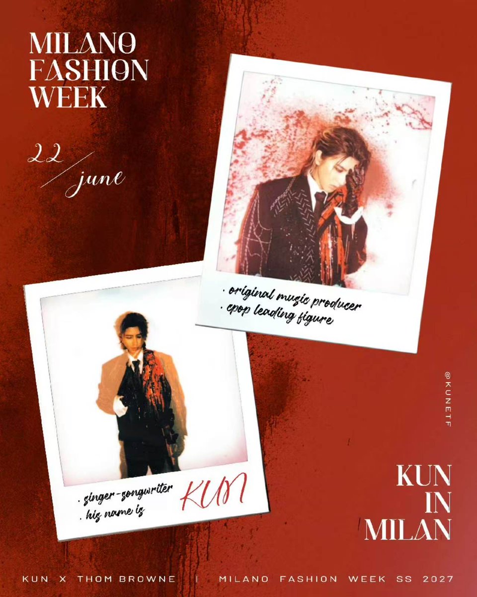 kkkyeon82's tweet photo. The magnificent Milan Fashion Week is elevated to new heights by the remarkable presence and dazzling allure of KUN.

KUN’s MFW moment #KUN #KUNxTHOMBROWNESS27 #THOMBROWNE #MFW @kun_officialx @ThomBrowne https://t.co/aFVS8YvHlC