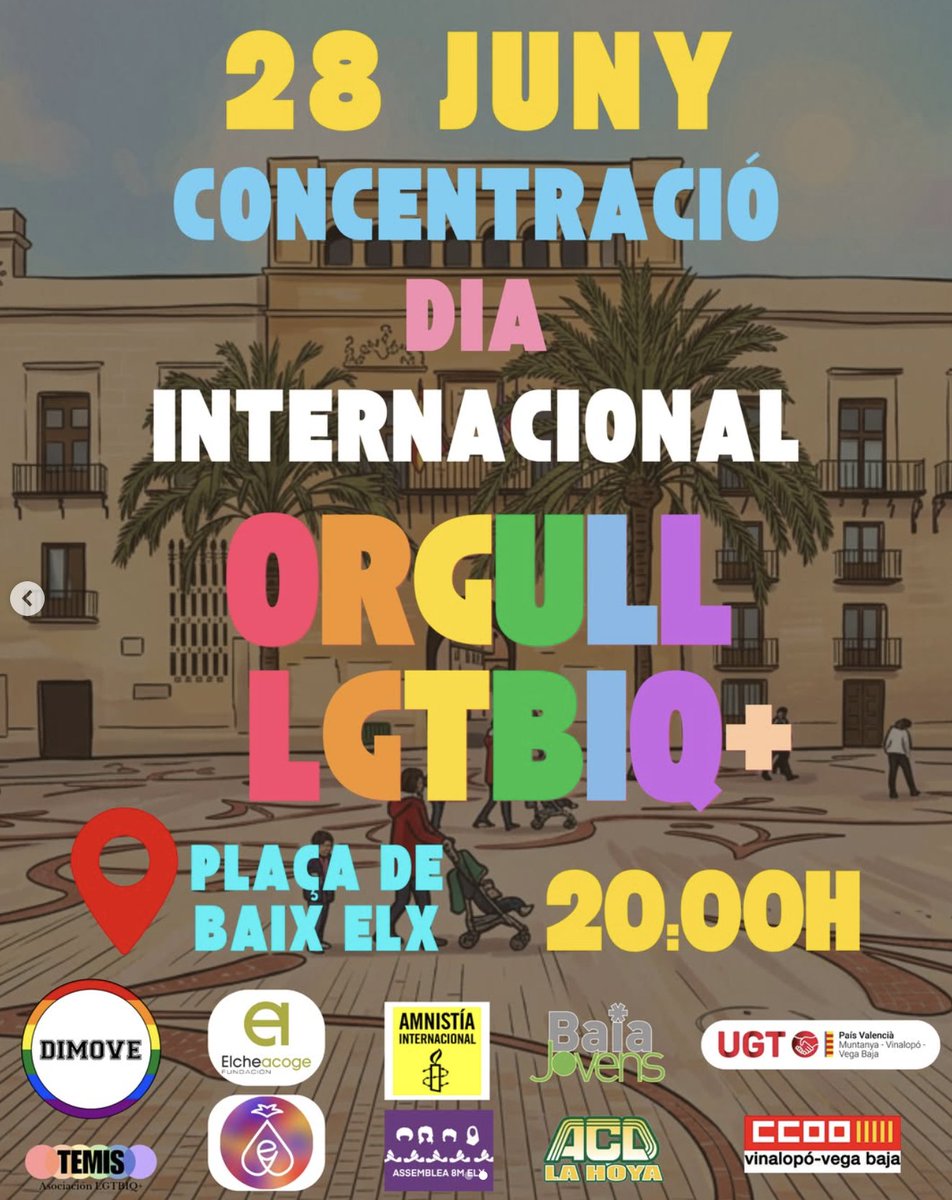 CompromisElx's tweet photo. 🗣️ Les dretes i l’extrema dreta redoblen els seus atacs contra el col·lectiu LGTBIAQ+, criminalitzen les nostres identitats i ja retallen els drets conquerits amb dècades de lluita col·lectiva.

🏳️‍⚧️🏳️‍🌈 Aquesta setmana, totes al carrer d'Elx per defensar les vides LGTBIAQ+!

#LGTBI https://t.co/wb58xi2AvK