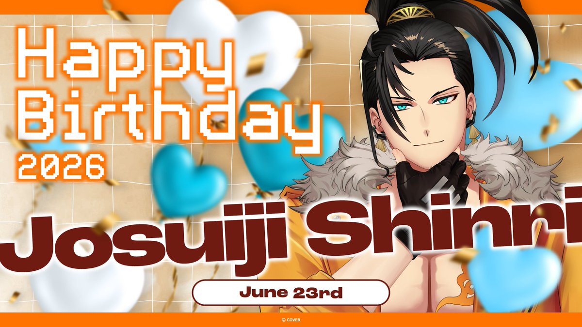 HOLOSTARSen's tweet photo. Happy Birthday to the ronin whose presence makes even a mortuary feel like a warm hug, Josuiji Shinri from HOLOSTARS English -TEMPUS-! 🥳🎉

Be sure to send him some love over on his YouTube Channel and on social media at @josuijishinri!

May he have a super special day! 🏹🎂

🔽Check out his content below! 🔽
https://t.co/HszMKbgvQZ

#BirthdayKoi2026