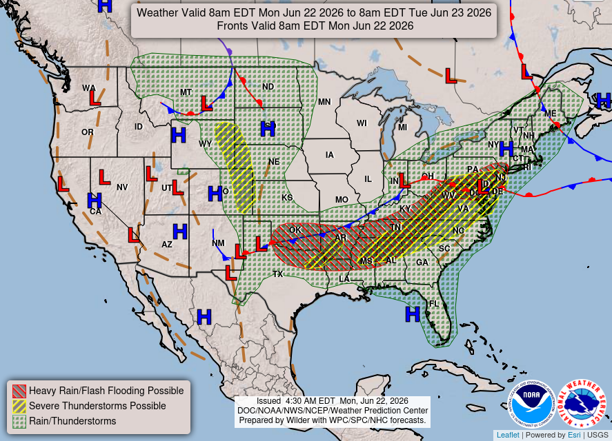MaconMedia's tweet photo. News and Weather Briefing for Monday, June 22, 2026

https://t.co/LgrbmDcxSZ 

• Increasing clouds, cooler, showers and storms with strong winds in the afternoon and evening

#WNCnews #MaconWeather https://t.co/xs1bB14ZC2