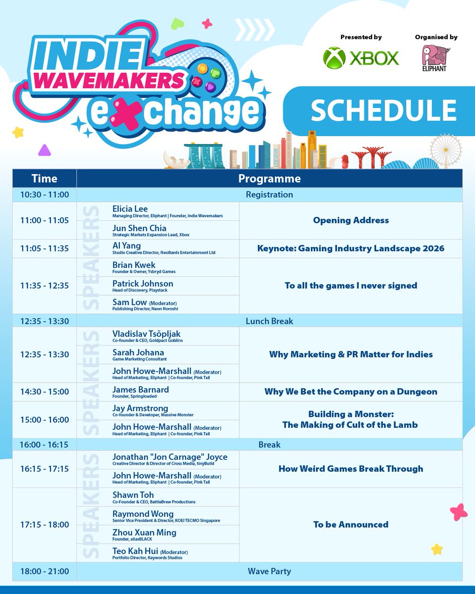 indiewavemakers's tweet photo. Take a look at the full lineup of talks, panels, and fireside chats at the very first Indie Wavemakers Exchange.

IWX 2026 brings together developers, creators, publishers, and industry veterans from across the world for a full day of learning, insights, and conversation. https://t.co/LDMETCmiu7