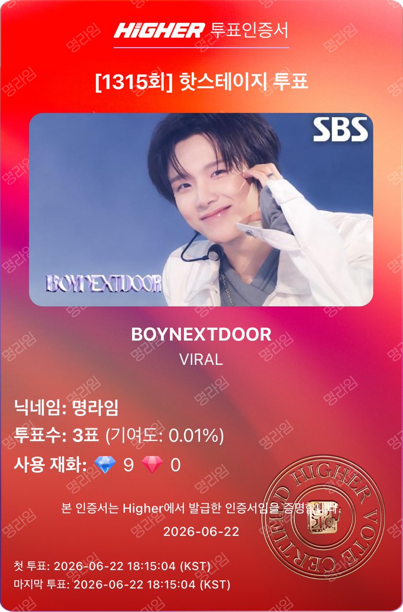 1door_lime's tweet photo. @HIGHER_twt 6/22 팔로우✅ RT✅ 투표✅
하이어가 음중 보내줄시 인증샷+후기 500자 낋여
오겠습니다
#하이어 #HIGHER #보이넥스트도어 #BOYNEXTDOOR #쇼음악중심방청 https://t.co/NQkyVO8rHW