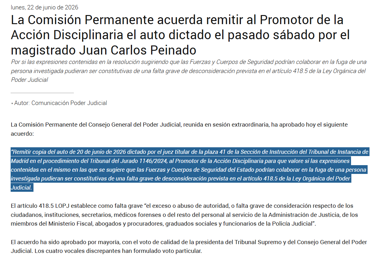 Estany33's tweet photo. Tots els mitjans de propaganda publicant i omplint tertúlies per l'expedient a Peinado.

No hi ha cap mena d'expedient obert😅 👉PROPAGANDA

Es remet al Promotor de l'Acció Disciplinària pq valori si les expressions poguessin ser constitutives d'una falta greu de desconsideració. https://t.co/KoeLOzIx3u