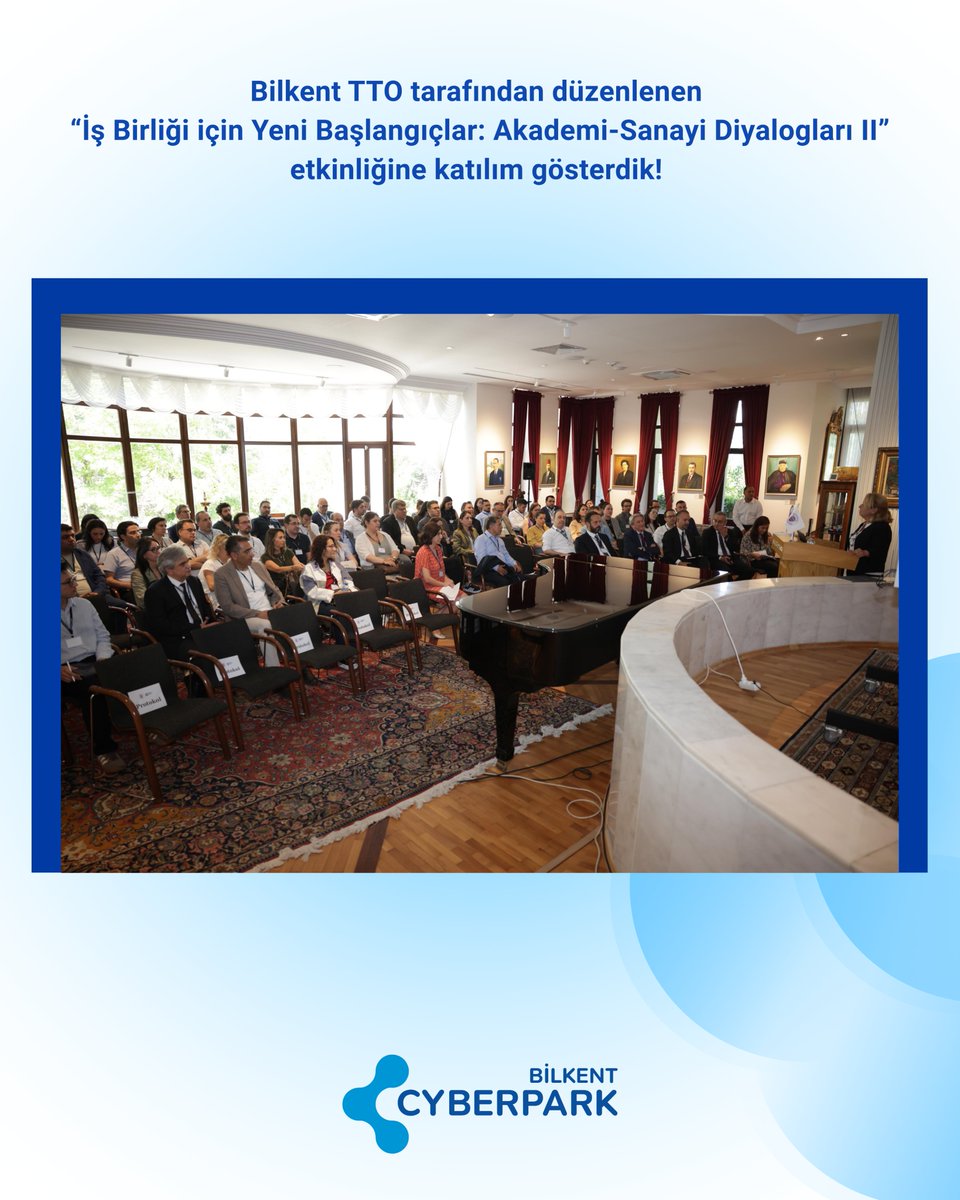 CyberparkTGB's tweet photo. Bilkent TTO tarafından düzenlenen “İş Birliği için Yeni Başlangıçlar: Akademi-Sanayi Diyalogları II” etkinliğine katılım gösterdik!  🚀

Etkinlik kapsamında; Sürdürülebilirlik, Malzeme Teknolojileri, Yapay Zekâ ve Akıllı Sistemler alanlarında faaliyet gösteren kurumsal firmaları ve girişimcileri dinleme fırsatı bulduk.

Bu değerli organizasyon için Bilkent TTO ekibine teşekkür ederiz.

@BilkentTTO