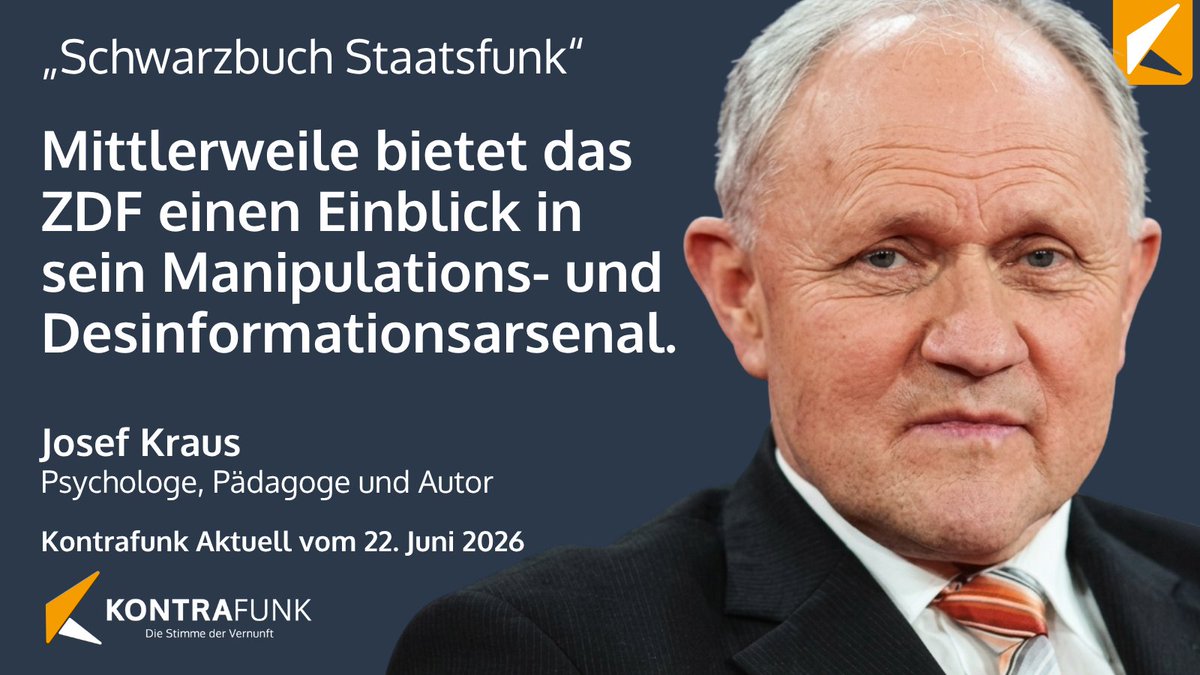 kontrafunk's tweet photo. ÖRR-Desinformation erkennen: Der Psychologe und Pädagoge Josef Kraus spricht in „Kontrafunk Aktuell“ über seinen Sammelband „Schwarzbuch Staatsfunk“, den er mit Walter Krämer zusammengestellt hat: https://t.co/By0c9yCB1B