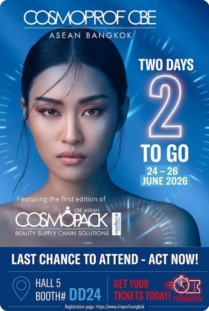 riwaygroup's tweet photo. From flawless skin to salon-perfect hair, we’re bringing our entire beauty universe to #CosmoprofCBE. Come experience the Riway difference✨
📍 Find us: Hall 5, Booth DD24
💖 Beauty. Hair. Riway.See you in 48 hours!
 #RiwayBeauty #BangkokBeautyExpo  #SkincareInnovation https://t.co/g8v2mAsROw