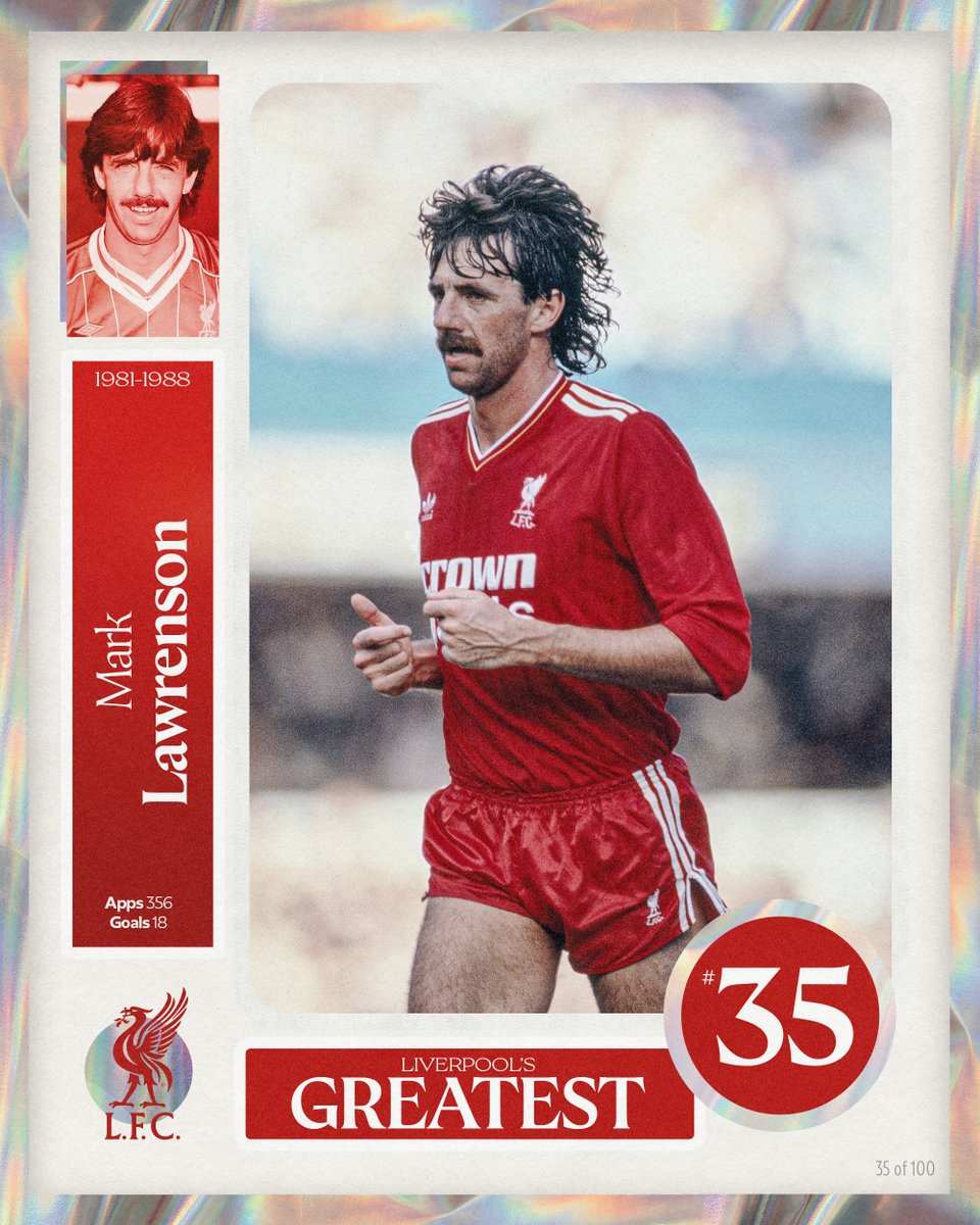 LFC's tweet photo. Liverpool’s Greatest – No.35: Mark Lawrenson 👊