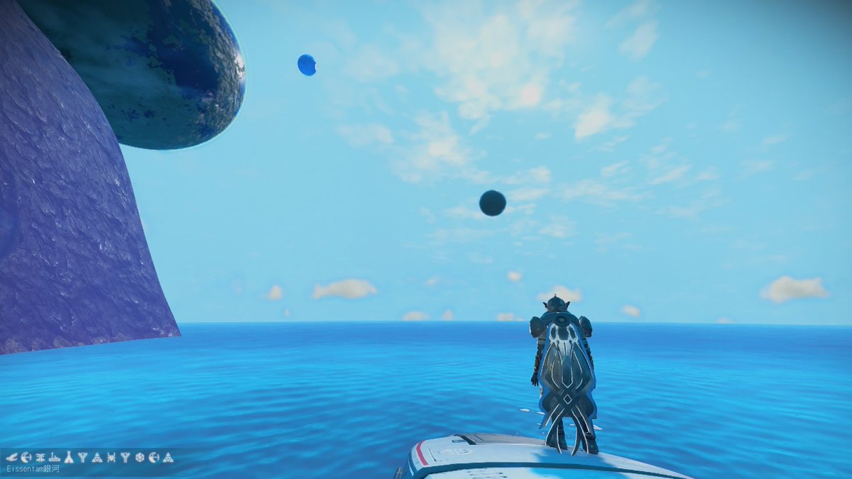 vincent5626's tweet photo. 青い空と海・嵐無しの海洋惑星。もっと海中用の基地パーツがあればなー
#ノーマンズスカイ　#NoMansSky https://t.co/0VzZqbAT9n