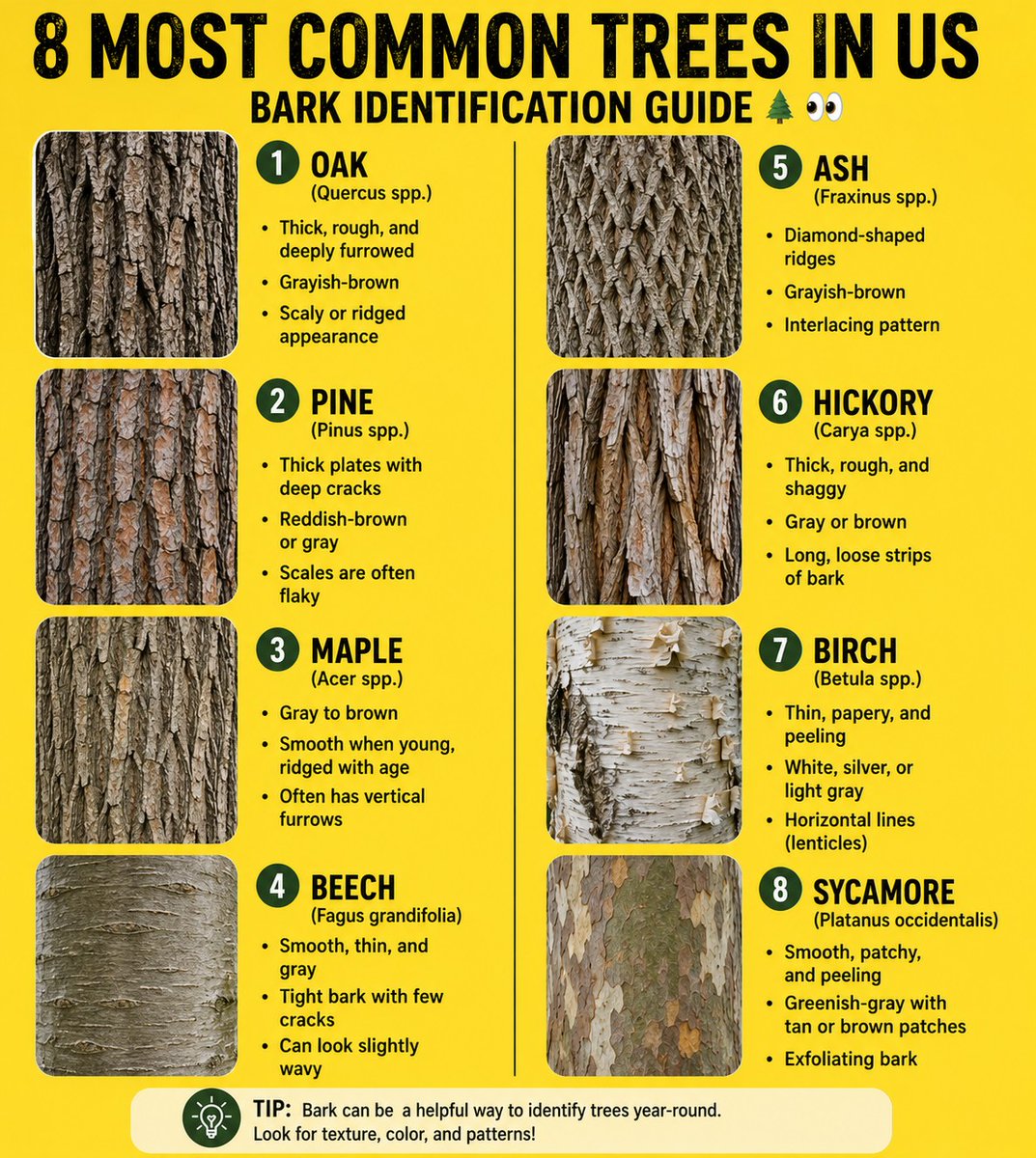 Landscapecture's tweet photo. Bark Identification Guide https://t.co/dshuSW3LXs