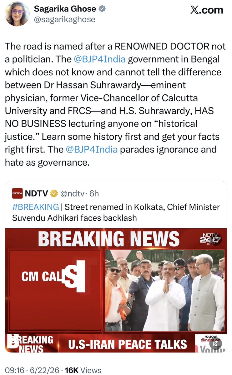 Iyervval's tweet photo. These clowns think everyone is as low IQ as they are. Hassan Suhrawardy’s daughter Shaista became a Pakistani diplomat. His nephew became prime minister of Pakistan. Try naming a road Alois Hitler, because he died in 1903 &amp; wasn’t complicit in the genocide his son carried out. https://t.co/7q5OBBU60j