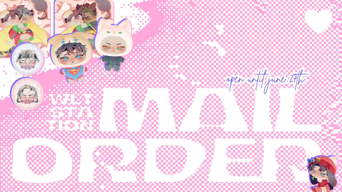 wltstation's tweet photo. WALA'S MAIL ORDER (PREORDER)

🗂️ DC (batfam, clex), wicked (gelphie), ych (plushie, coffin acr charm)
📅 6/22 ~ 6/27 at 22.00
📨 co 🍊 / manual shipping

(1/3)

kinda #cf22aftersale ? ♡︎/⟳ appreciated! 🫶 https://t.co/jGyEMmvuHC