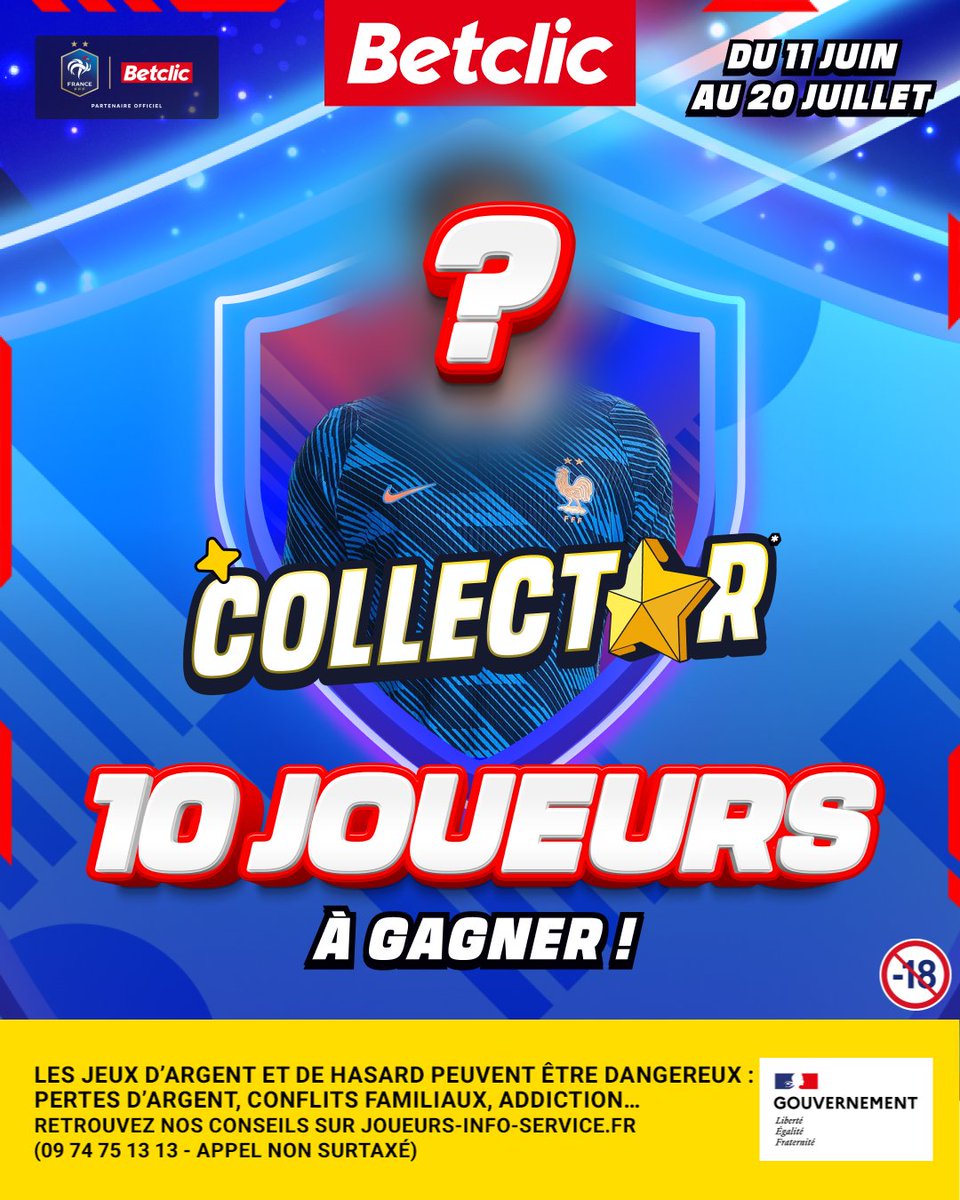 Betclic's tweet photo. 🇫🇷 10 JOUEURS COLLECTOR À GAGNER AVANT FRANCE - IRAK ⭐️

Selon toi, qui va briller ce soir chez les Bleus ? 👀

🍀 RT + ta réponse en GIF + ton pseudo Betclic + #CollectorBetclic pour participer https://t.co/ugVa0xQgm3