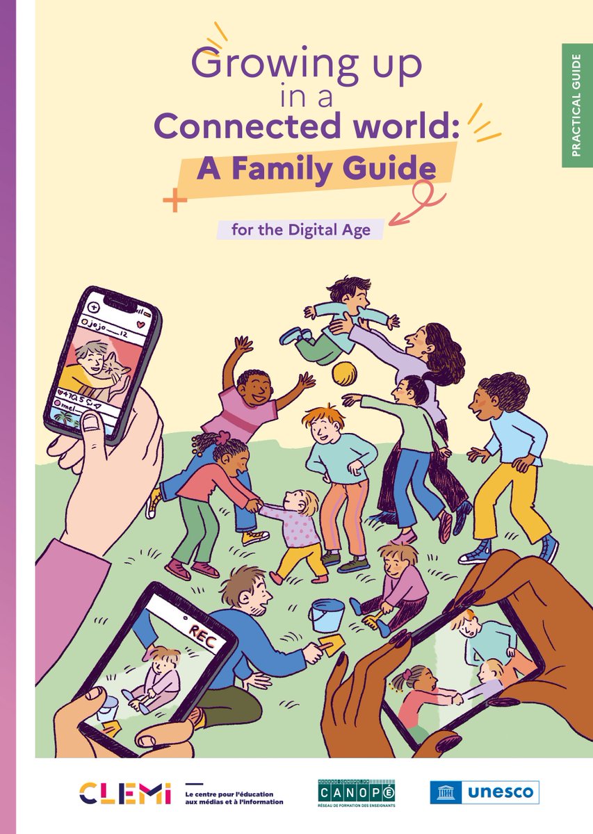 UNESCO's tweet photo. Children are online. Parents are overwhelmed. And the digital world is evolving fast.

@UNESCO, with @LeCLEMI & @reseau_canope, created Growing Up in a Connected World — a practical guide that helps families navigate social media, algorithms, AI and more through media & information literacy.

Empowerment endures.

https://t.co/TEGMHUozi7