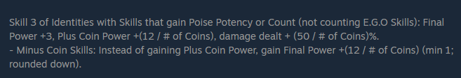 Kei07th's tweet photo. @OnlyTheAzure @chalba787 @LimbusCompany_B It still might be possible for her to benefit from Lucky Pouch, since the wording implies that only one of her skills needs to gain poise or poise count, and her skill 2-2 does that. We've never gotten an ID with a skill 2-2 that gains poise and skill 2-1 that doesn't though... https://t.co/OI3SKNWK2d