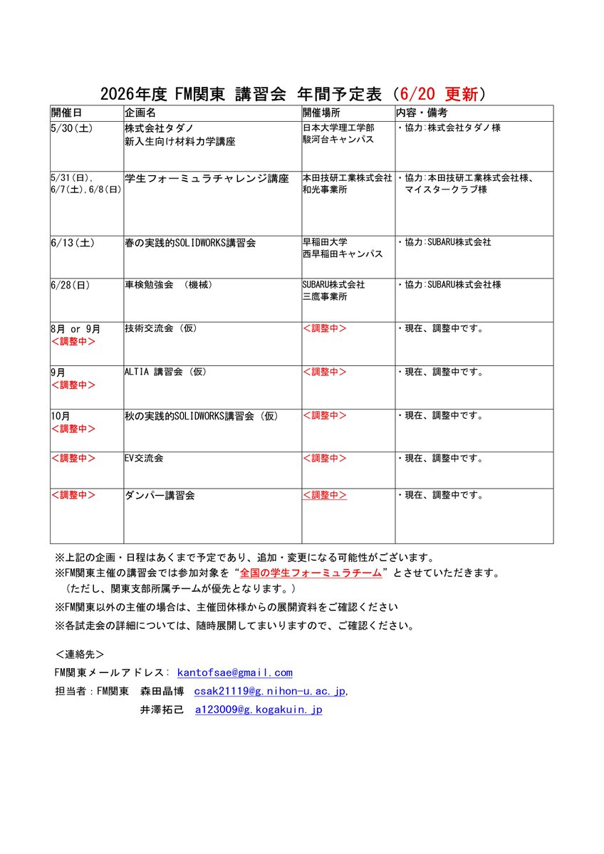 関東学生フォーミュラ連盟 (FM関東) tweet media