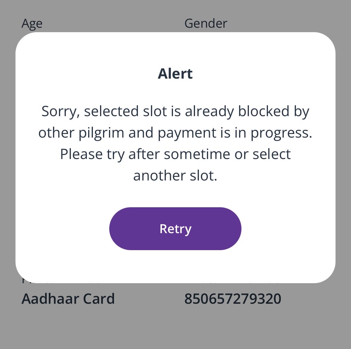 RaviRamalinga's tweet photo. @ttd_updates Hare Govinda,

I am trying to book online using laptop or mobile since 3 months. I am getting same error all the time. Kindly help. https://t.co/0XnIa2CuOg