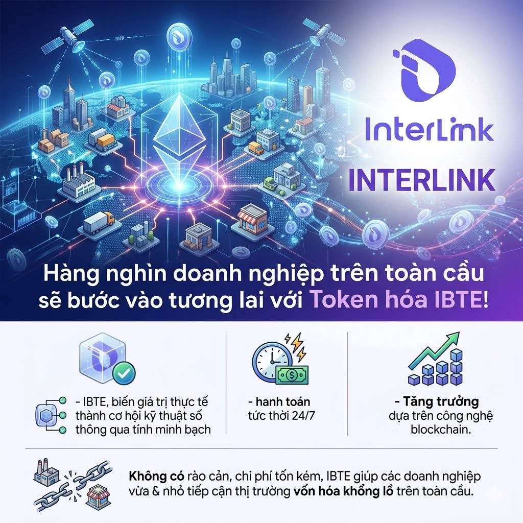 GoldVha's tweet photo. 💥 Hàng nghìn doanh nghiệp trên toàn cầu sẽ bước vào tương lai với Token hóa IBTE🏛️

💸Biến giá trị thực tế thành cơ hội kỹ thuật số, thanh toán tức thời 24/7, minh bạch 🤝

✨Tiếp cận thị trường vốn hóa khổng lồ trên toàn cầu 🌍

#InterLink #ITLG #ITL https://t.co/J7GnISPuPq