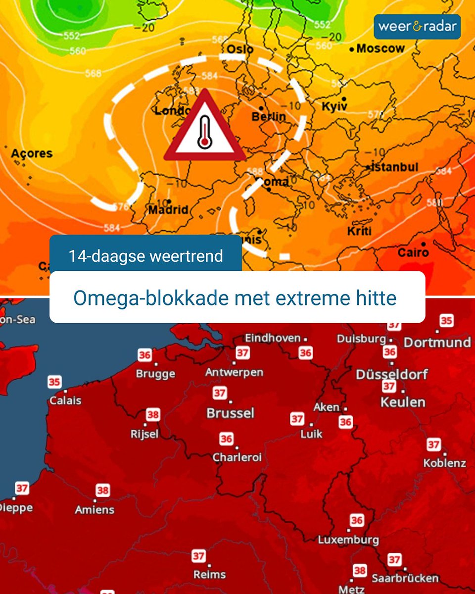weerenradar_be's tweet photo. De zomerhitte blijft deze hele week aanwezig. Vanaf het midden van de week neemt de hitte overal opnieuw toe. Lees meer in de nieuwe 14-daagse: https://t.co/afNf9uJ1Sy
#weertrend #warm #hitte #hittegolf #weerbericht #weernieuws #zomer https://t.co/ADmqthu6yO