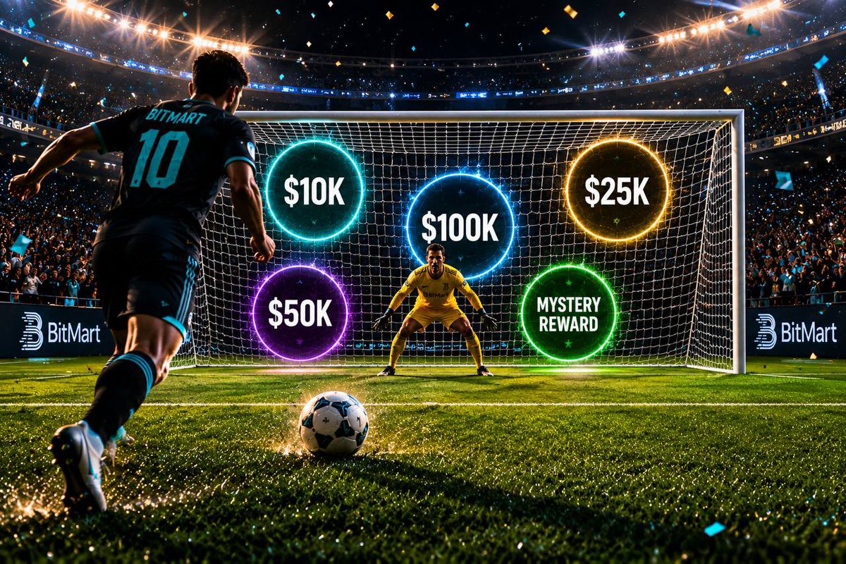 BitMart_SA's tweet photo. PENALTY TIME! ⚽

The keeper is ready… but where are YOU shooting? 👀

🎯 $10K
🎯 $25K
🎯 $50K
🎯 $100K
🎯 Mystery Reward

Drop your target in the comments ⬇️

🏆 Enter the BitMart World Cup Arena and Win a share of $880K: https://t.co/k2vAeAkw6V https://t.co/BmrnQJqxlz
