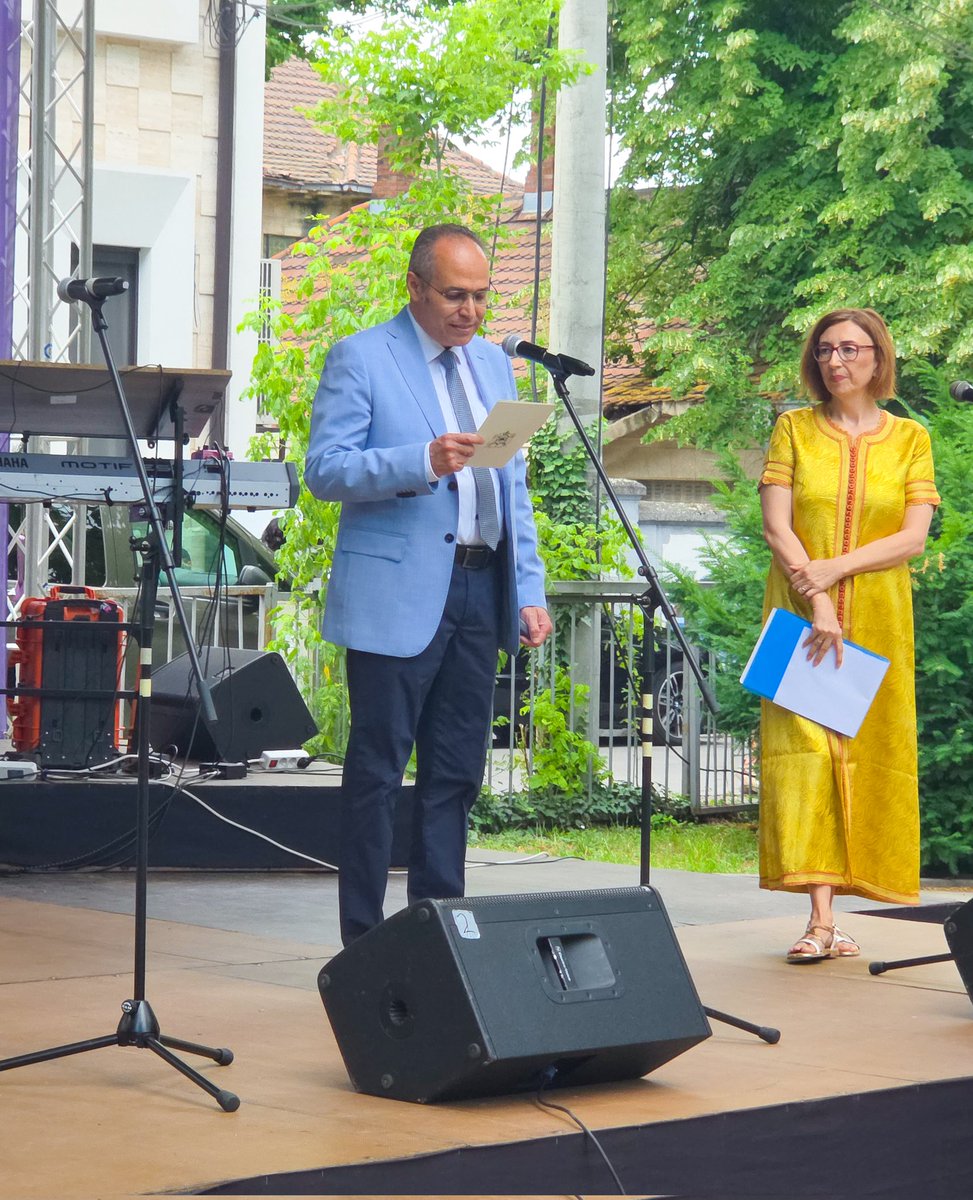 MoroccoInSRB's tweet photo. The ceremony, followed by a remarkable fashion show showcasing the sumptuous collection of the Belkheyat family, was marked by an opening remarks of H.E. Ambassador Omar Amghar, celebrating the timeless elegance, craftsmanship, and enduring prestige of the Moroccan caftan. https://t.co/JToG3gnw7A