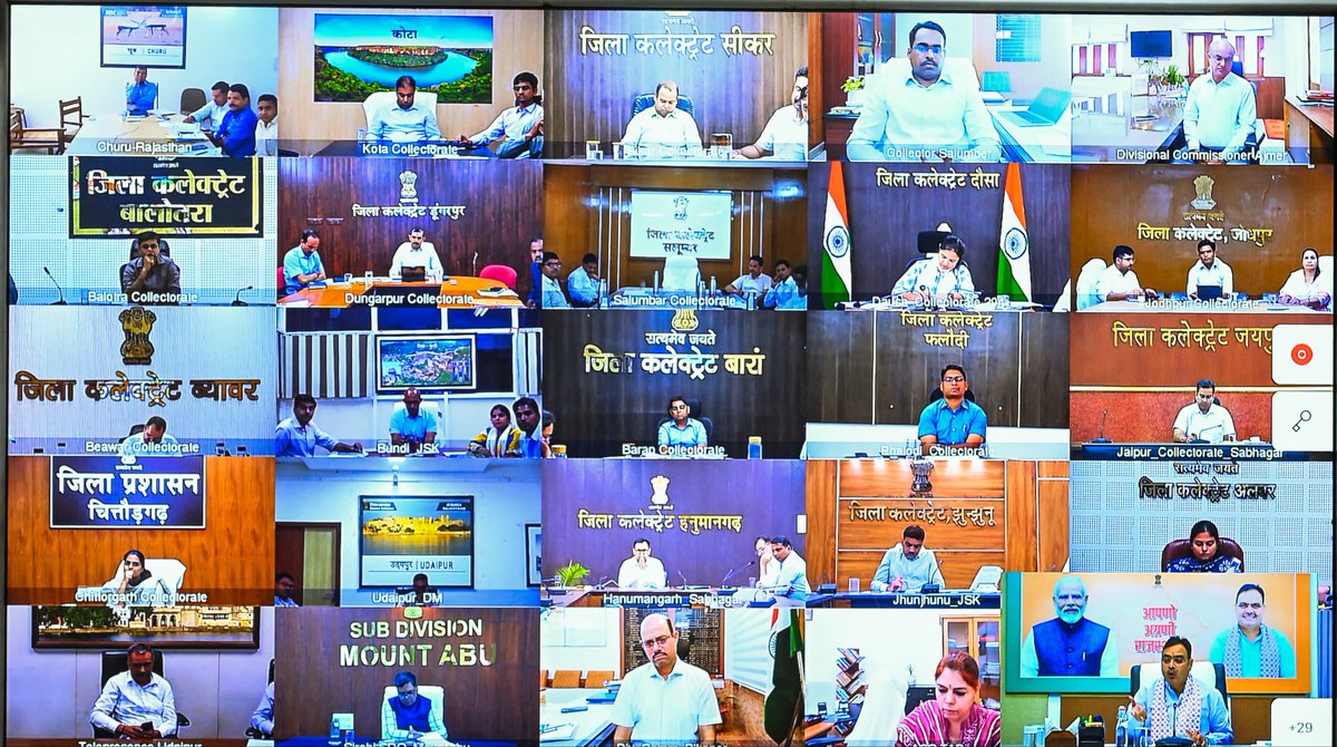 BhajanlalBjp's tweet photo. आज मुख्यमंत्री निवास पर नीति आयोग के सदस्य प्रो. के. वी. राजू तथा संबंधित प्रशासनिक अधिकारियों के साथ बैठक की।

इस दौरान विकसित राजस्थान की परिकल्पना को साकार करने हेतु जिला आधारित विकास मॉडल पर विस्तृत चर्चा की। इस मॉडल के अंतर्गत प्रत्येक जिले में आकांक्षी उपखंडों को जोड़ते हुए उनकी स्थानीय आवश्यकताओं, संसाधनों एवं संभावनाओं के अनुरूप विकास योजनाएँ तैयार की जाएंगी। इससे आर्थिक गतिविधियों को नई गति मिलेगी तथा स्थानीय स्तर पर रोजगार, निवेश और समृद्धि के नए अवसर सृजित होंगे।

राज्य के संतुलित, समावेशी एवं सतत विकास के लक्ष्य के साथ हमारी सरकार राजस्थान को आत्मनिर्भर, समृद्ध एवं अग्रणी राज्य बनाने के लिए प्रतिबद्ध है।