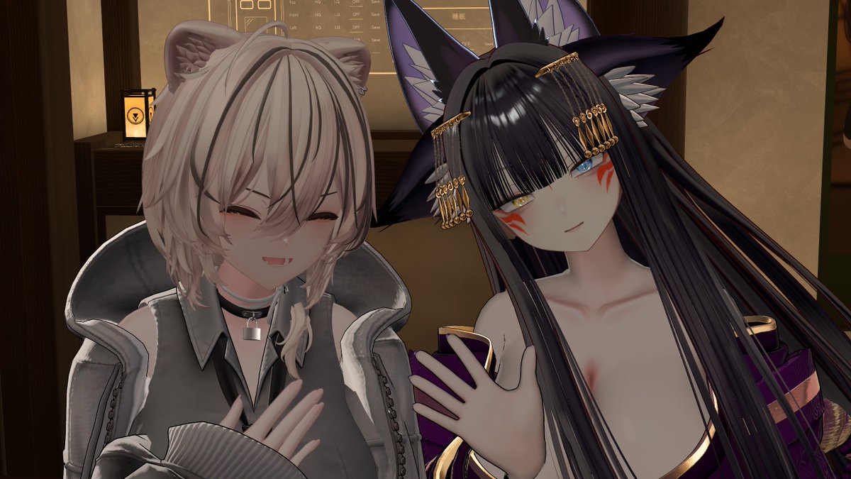 PastaWahu's tweet photo. 前回の撫でし子！🦊
集合写真忘れちゃった…
お相手はあさぎさん。病み上がりとの事でしたので、いつもと順序を変えて。
鏡撫ででリラックス頂いた後、膝枕でゆっくりお眠り頂きました…🐑💤
ゆっくりお休みできましたでしょうか、またのご来館お待ちしております🦊💜
#VRC_撫でし子 https://t.co/eSCp3bAkHE