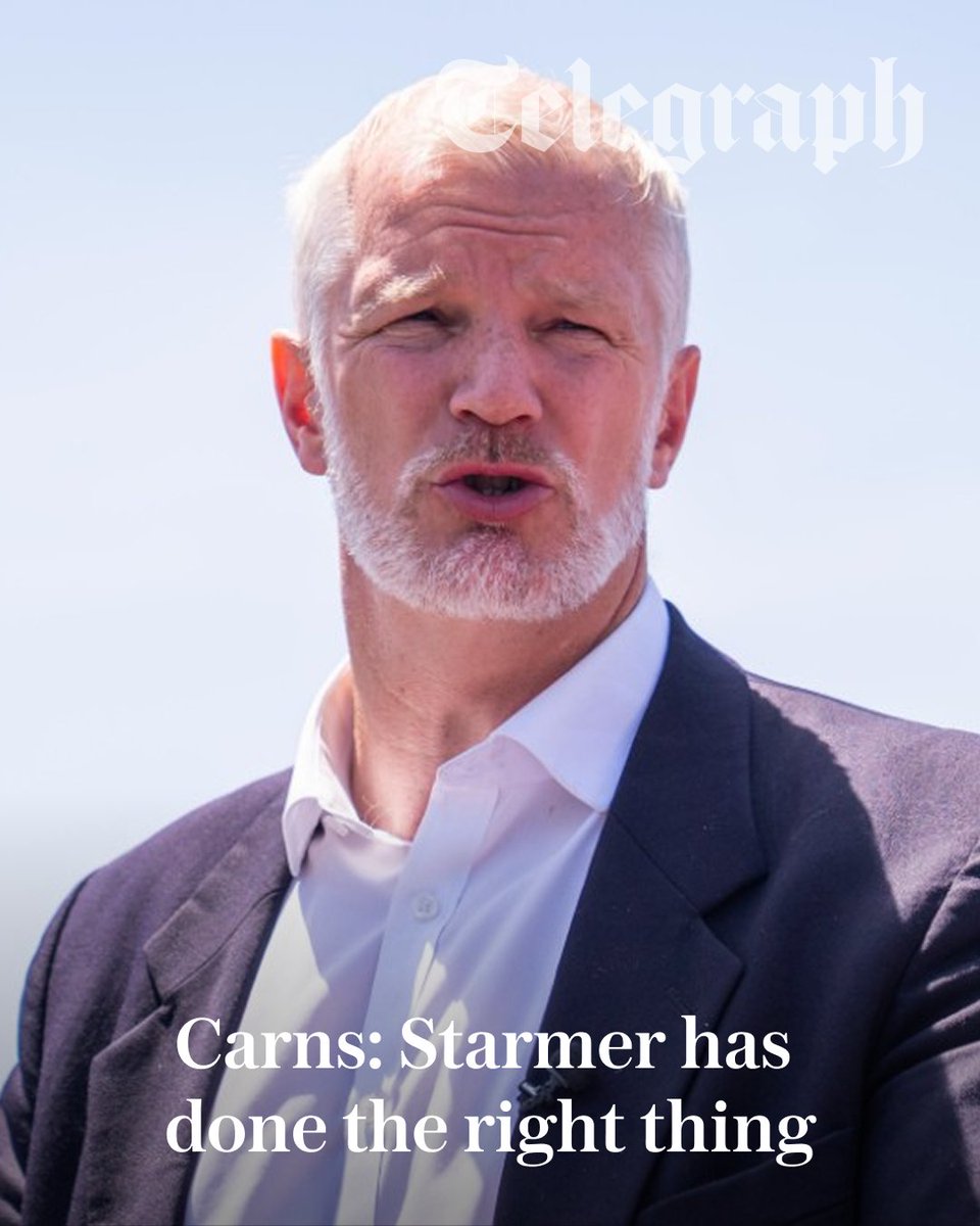 Telegraph's tweet photo. Sir Keir Starmer’s former armed forces minister, AI Carns, said Starmer had “done the right thing” by leaving Downing Street

Follow the latest 👇
https://t.co/08jvhcBz3Q https://t.co/HVtXcOnHtS