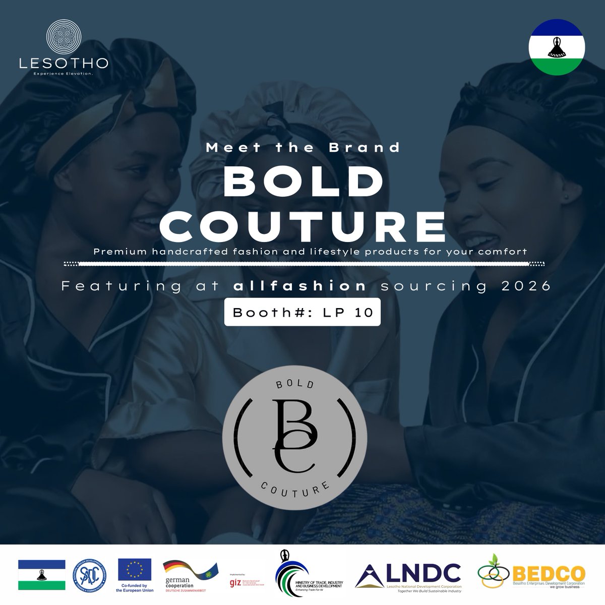 LesothoLs's tweet photo. Spotlight on Bold Couture
@bold_couture_bc is a #Lesotho-based fashion and lifestyle brand specialising in vibrant African-inspired womenswear and distinctive home-styling products. Catch them at #AFS2026.
#MadeInLesotho #SourceFromLesotho #EUinLesotho #BoldCouture https://t.co/vY86u9Iid9