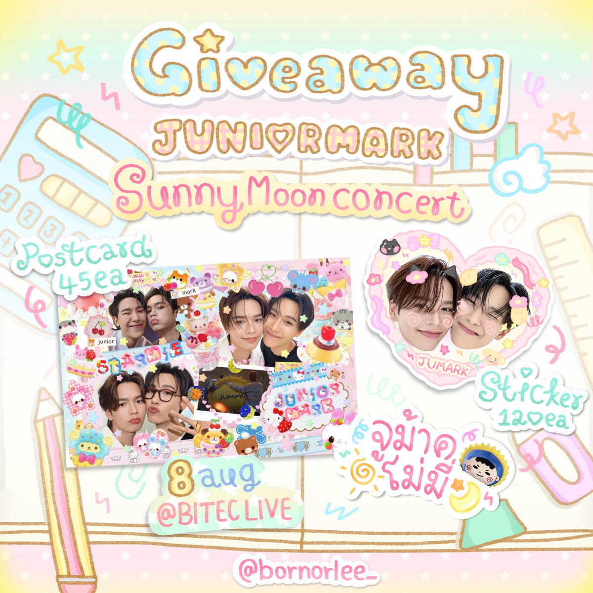 bornorlee_'s tweet photo. ꒰ఎ pls kindly rt  ໒꒱ 

🎀  giveaway for #JuniorMarkConcert 
 #JuniorMark 

ෆ *。 postcard 45ea
          stickers 120ea ❕૮꒰ ˶• ༝ •˶꒱ა

date : 8 aug @ BITEC LIVE
time : TBA 
— exchange pls dm ka ✉️ ✿ 

#junniorrs #markjrtn https://t.co/RHERT9JBzU
