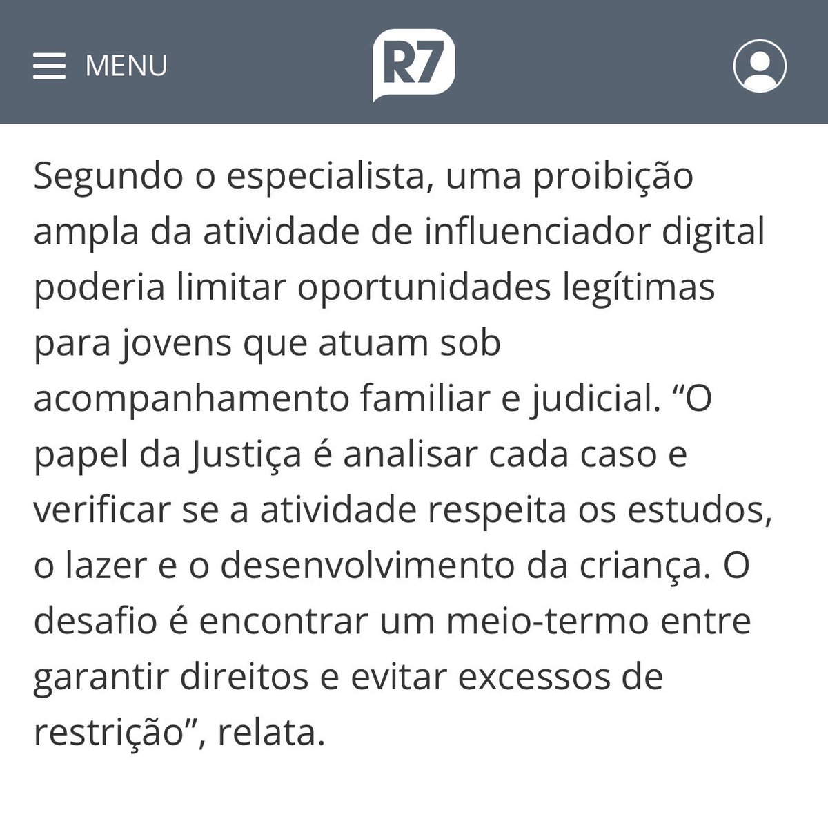 lfdurso's tweet photo. Entrevista do meu filho Dr. Luiz Augusto, especialista em direito digital, para o R7, destacando que a “Proibição do trabalho de influenciador mirim é ‘excesso’ do MPT”, devendo a Justiça analisar caso a caso. https://t.co/7uPPQ0561C