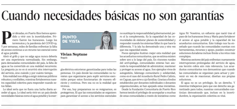 FComunitaria's tweet photo. El agua no es un privilegio, es un derecho.

Ante la crisis que ha afectado a miles de hogares, compartimos una reflexión sobre el valor de las comunidades organizadas.

Lee nuestra columna de opinión en @ElNuevoDia:

🔗 https://t.co/OBqcRJuzxA https://t.co/9Od6Ht49s0
