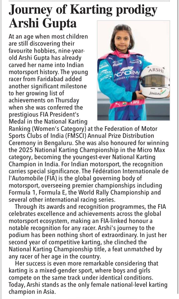 Arshi Gupta | F1 | National Karting Champion tweet media