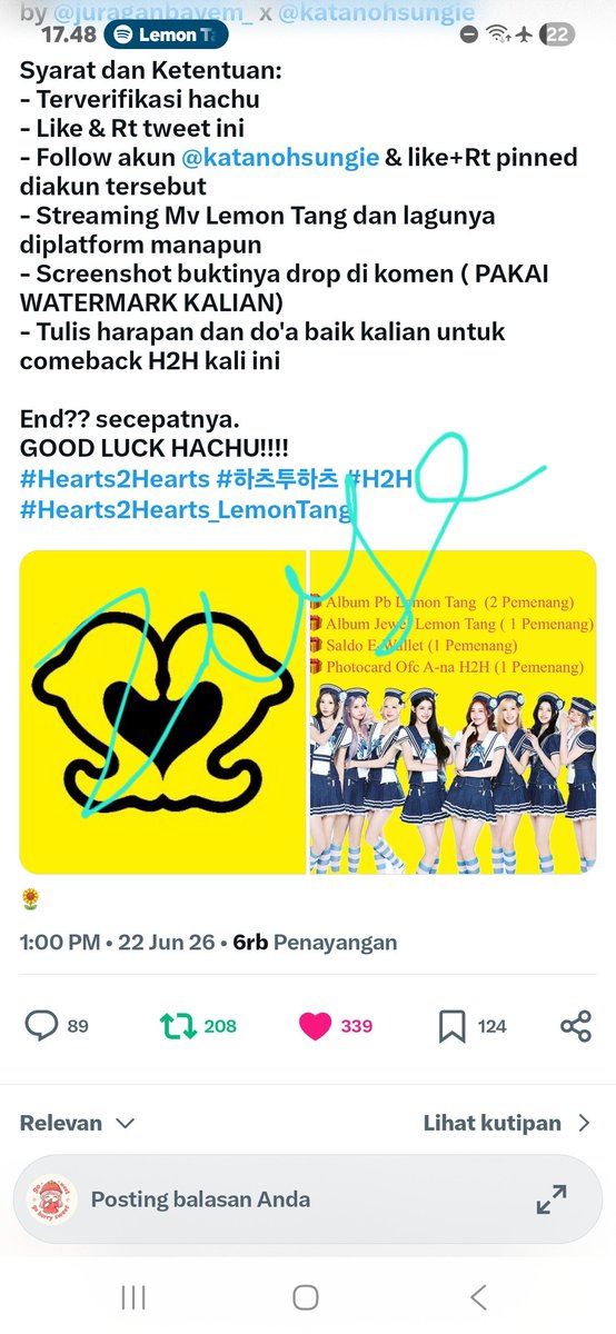 Gena_079's tweet photo. @juraganbayem_ @katanohsungie Semoga album Lemon Tang jadi warna cerah yang manis segar seperti namanya ya. Semoga setiap lagu yang kalian bawakan menyentuh hati banyak orang, tangga lagu berkilau, penampilan selalu lancar dan penuh semangat. Seperti rasa lemon yang segar dan manisnya gula, semoga perjalanan https://t.co/0pgiLk25Iw