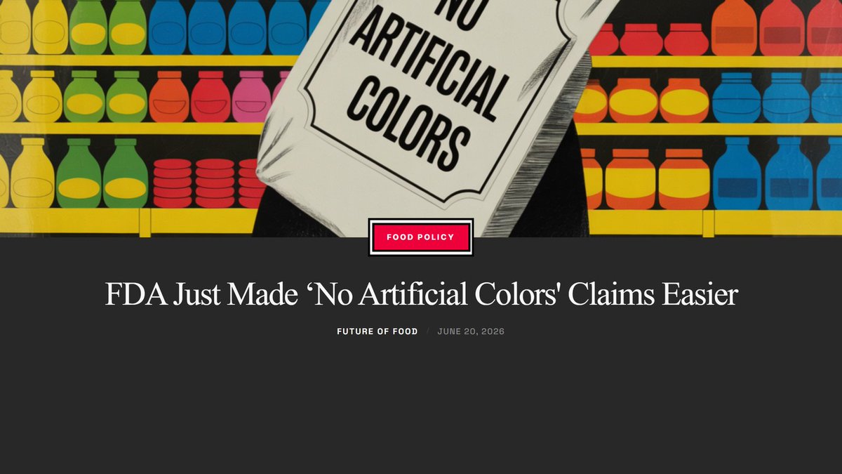 Real_ChefKelly's tweet photo. The FDA just made "no artificial colors" label claims easier. The legal gray zone that stalled clean-label brands for years is gone, and consumer demand was already there. The brands that move first will own the shelf.

https://t.co/qNScqb2Gm2

#CleanLabel #FoodPolicy https://t.co/i3VsR212w9