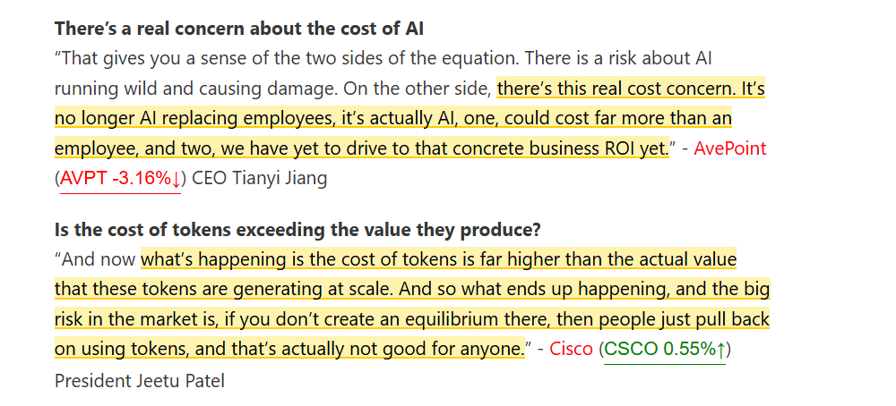 SteadyCompound's tweet photo. Tokenmaxxing is turning into Tokenoptimizing.

Companies are scrapping AI tools that cost more to run than the employees they replaced.

Four CEOs said versions of this in the past week. The ROI question is finally getting asked. https://t.co/LMqZbdztvH