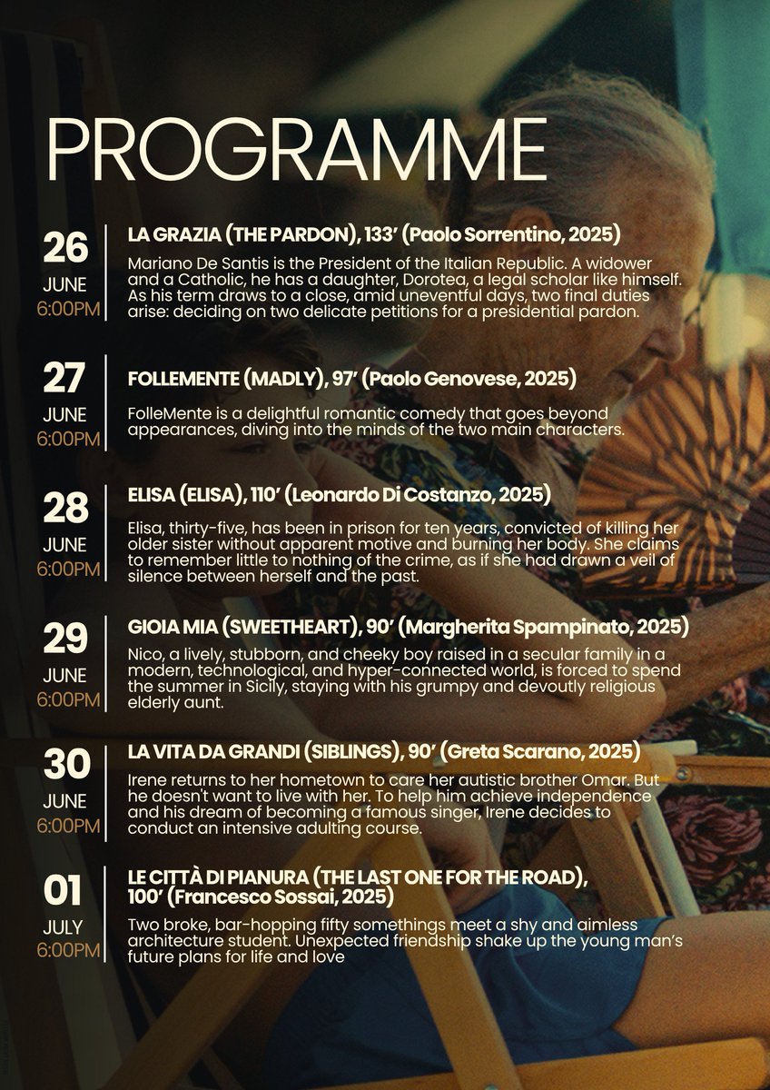 marilagodtohan's tweet photo. VIVA IL CINEMA ITALIANO

The Italian Film Festival is set to bring a week-long celebration of contemporary Italian films to the Red Carpet Cinema at Shangri-La Plaza in Mandaluyong City from June 26 to July 1, 2026. @ABSCBNNews https://t.co/7eoEmh6V8d
