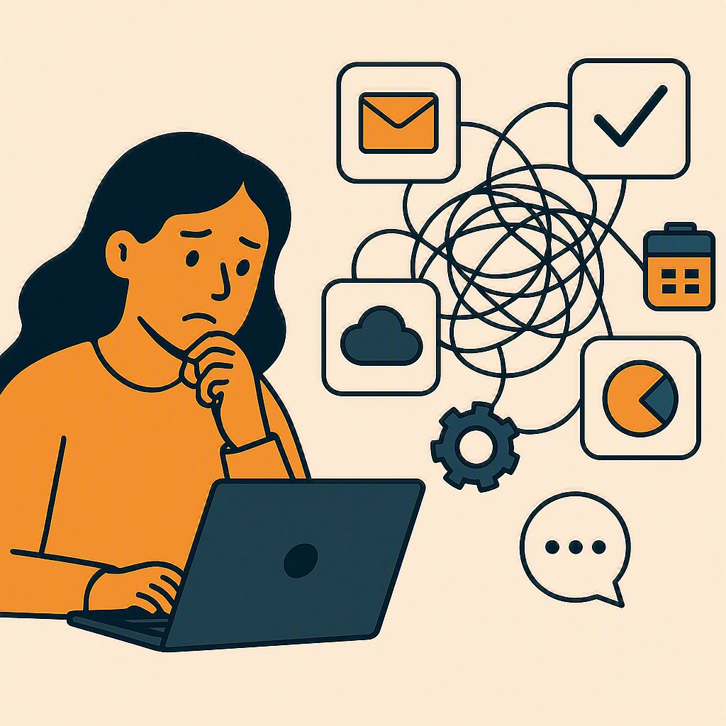 WhitingsITS's tweet photo. ⚙️ Workflow Wednesday: Too many tools can hurt productivity 🧰

More tools = better work ??

 Too many platforms can cause scattered info, confusing processes, and extra steps.

The best tools simplify work, not complicate it.

💡 Review what you use, keep what adds value. https://t.co/9McUPlD0pu