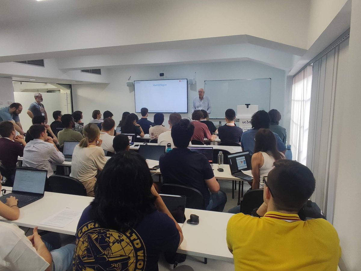 RoboCity2030's tweet photo. iRoboCity2030 Summer School 2026: ROS 2, AI and Field Robotics is already underway!!
Thanks to Steve Macenski (OpenNavigation) for his fantastic keynote talk.
Thanks to @PALRobotics for sponsoring this Summer School. https://t.co/giJygbIX3Y