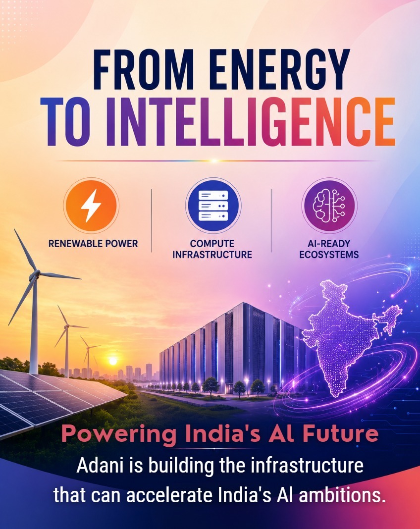 jal19jan's tweet photo. From Renewable Energy to AI Infrastructure: Adani’s Roadmap for India’s Digital Future 

Adani’s approach combines renewable energy, compute infrastructure, and AI-ready platforms to support the next phase of India’s digital transformation.

By building critical infrastructure at scale, Adani is helping lay the groundwork for a more connected and AI-powered future.