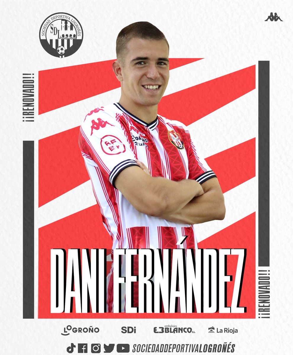 SDLogrones's tweet photo. ℹ️ Dani Fernández prolonga una temporada más su contrato con el Logroñés.

🎯 El atacante soriano seguirá en el equipo tras una campaña marcada por su buen inicio y una lesión que no le apartó del grupo hasta el final.

¡Volvemos a verte de blanquirrojo, Dani! 🙌🏻 https://t.co/beNBRfXFzp