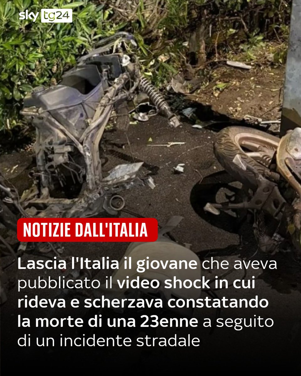 SkyTG24's tweet photo. Mi ha rovinato la vita sto incidente. Meno male che prendo tutto sul ridere, se no qua...". Dalla scaletta dell’aereo, il giovane che viaggiava a bordo della Fiat 500 coinvolta nell’incidente che è costato la vita alla 23enne Sofia Barberi, continua a ripetere tra le risate: "Remigrazione, remigrazione". Leggi tutto al link https://t.co/rca6sG0Nfs