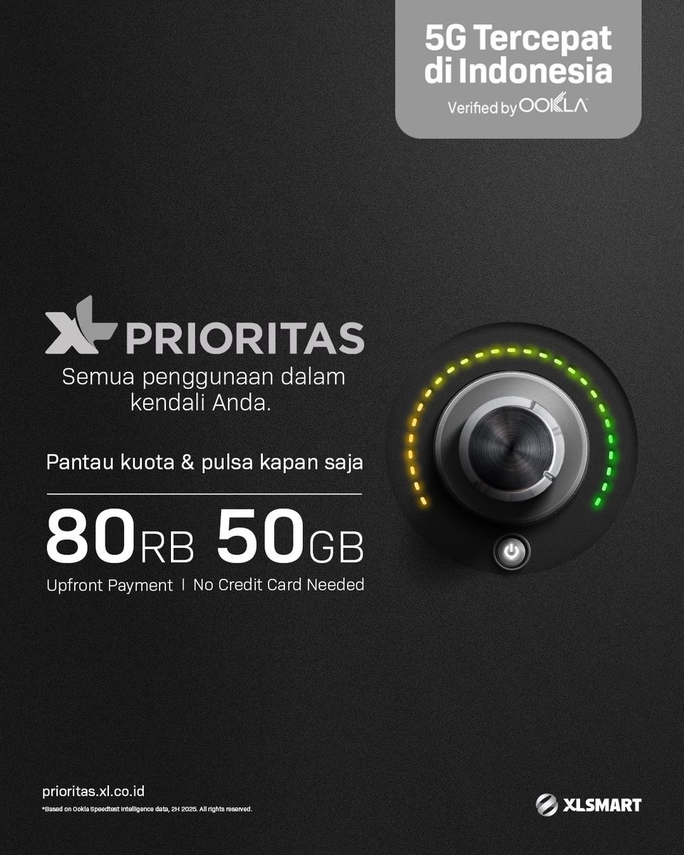 XL_Prioritas's tweet photo. Teknologi bisa sama untuk semua, tapi hanya eSIM XL PRIORITAS yang siap memberikan kemudahan terbaik untukmu.

Nikmati beragam keunggulan yang disesuaikan dengan kebutuhan digitalmu sehari-hari. Kini hanya Rp80.000,- untuk kuota hingga 50GB. Yuk, upgrade sekarang! https://t.co/Hu0YEnyGe7