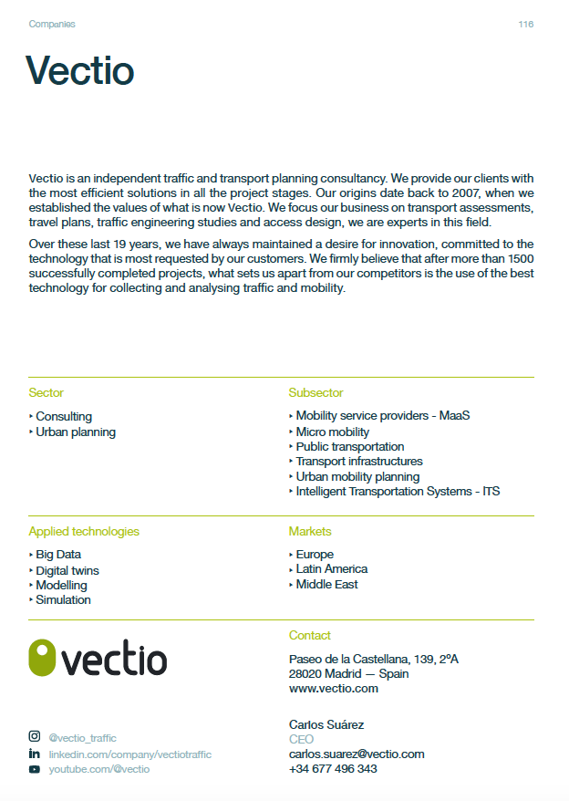 vectio's tweet photo. Vectio has been included in the ICEX guide ‘Who’s Who in Urban Mobility in Spain’. At Vectio, we have been working in international markets since 2007, having carried out hundreds of projects around the world and delivered work in 38 countries.
#Vectio #mobility #transport https://t.co/PnXElehB6R