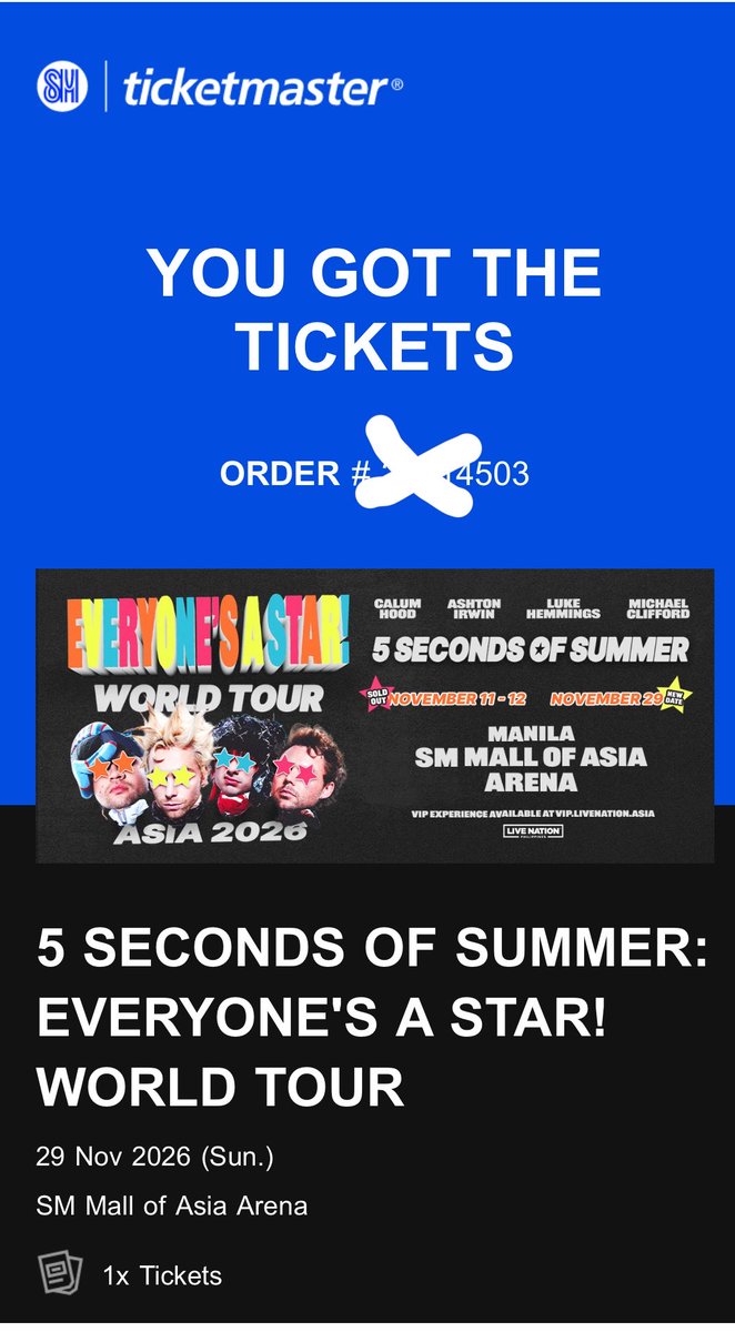 min90o_k's tweet photo. Hello is anybody interested to buy my 5SOS in mnl (3rd day) tix? I can make the transfer ASAP.

(1) Section 502 row C seat **

Selling for the same price

Rfs: gusto ko mag iba ng section pero bawal refunds

wts lfb 5sosmnl 5sos https://t.co/ofds9p1eGG