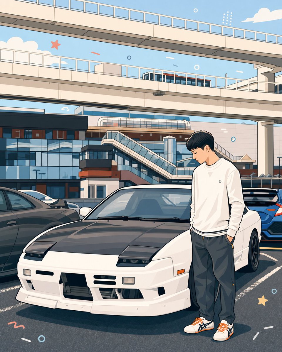 jeffroma95's tweet photo. 我和一台Mazda RX-7 FC3S的合照，在日本横滨的大黑PA停车场🅿️ https://t.co/lp6Z8Xr58e