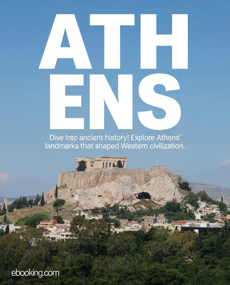 eBooking's tweet photo. Discover ancient history in Athens! 🏛️✨ Explore the Acropolis, Parthenon, and more. From the Temple of Olympian Zeus to treasures at the National Archaeological Museum, every corner tells a story. Ready for a historical getaway? Book now with eBooking! 🏨✈️ https://t.co/uz2wVbrRtm