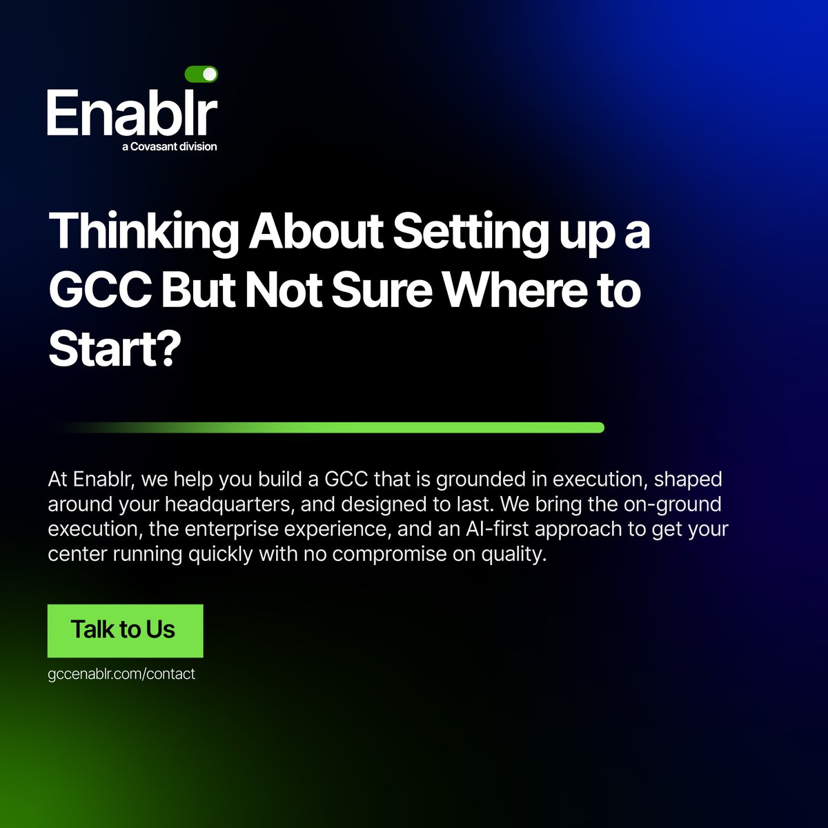 GCCenablr's tweet photo. Most GCCs were built, and are still evaluated through a legacy lens. This is where the Build-Operate-Transform model becomes a strategic advantage. At Enablr, we focus on building GCCs grounded in execution, tailored to align with their headquarters. https://t.co/OPvGl64V7s
#GCC https://t.co/rT0omqNiLD