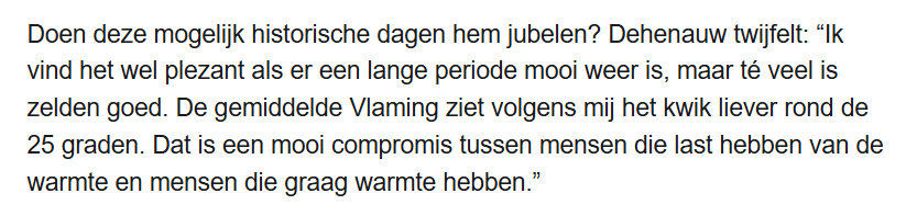chrcallewaert's tweet photo. Weer die verwarring. Er bestaan geen mensen die 35 graden aangenamer vinden dan 25. Er bestaan wel klimaatontkennende trollen. https://t.co/ztrBxjixm8